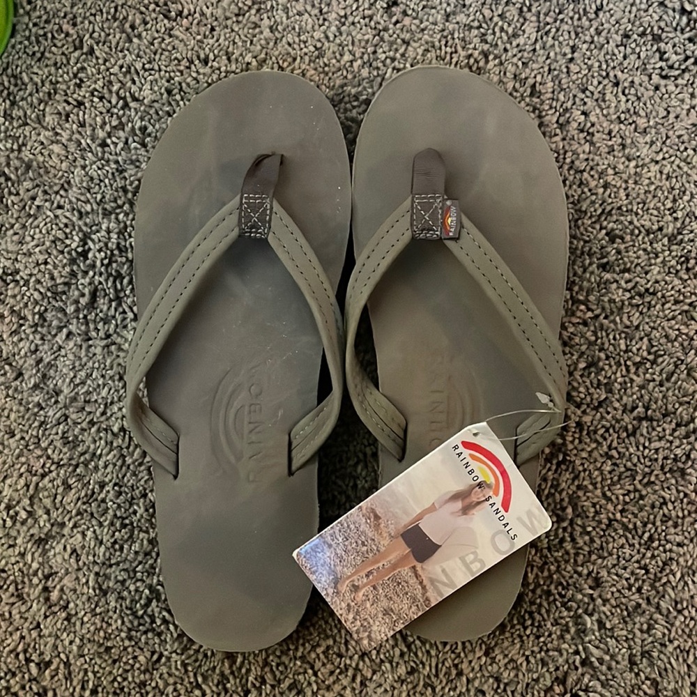 Gray Rainbow flip flops